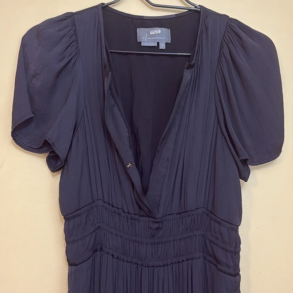 Anthropologie | Black Somerset Flutter Sleeve Tiered Elastic Waist Maxi Dress XS - Picture 13 of 17